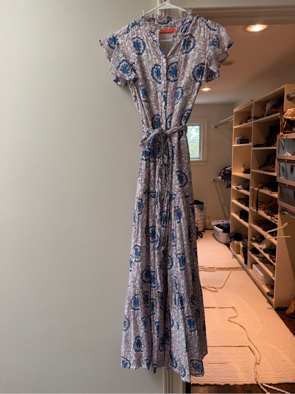 Oliphant Cream Dress with Blue and Red Floral Print - Picture 4 of 10